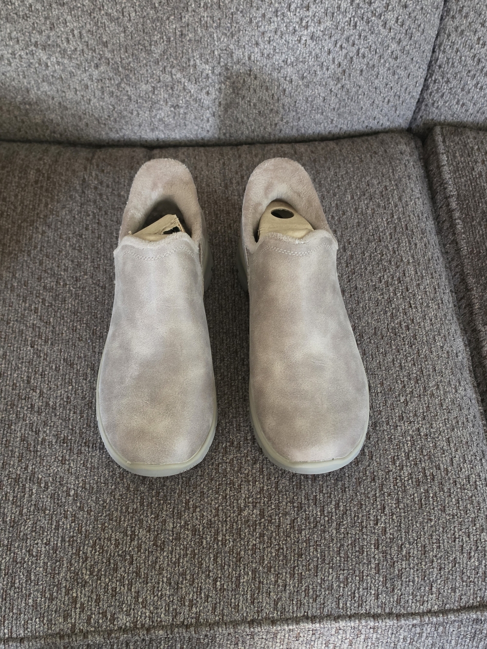 Skechers Women's Slip-On Suede Ankle Booties in Light Beige